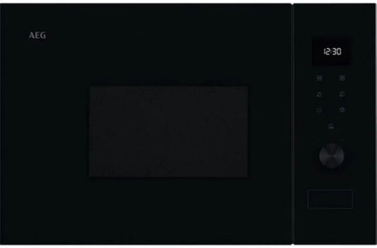 Four à micro-ondes encastrable AEG 20L 800W avec grill et écran LED, finition noire en acier inoxydable anti-traces