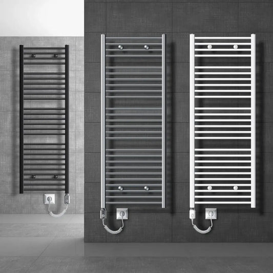 Radiateur Design Électrique Anthracite 900W 500x1500mm - Raccord Latéral - Forme Courbée - Kit de Montage Inclus - Sèche-Serviettes Salle de Bain