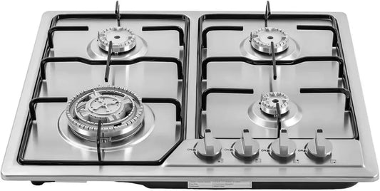 Table de cuisson à gaz 4 zones en acier inoxydable - Plaque encastrable pour cuisine ou camping-car