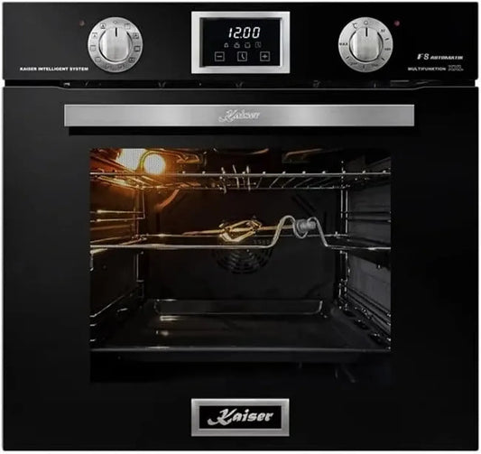Four à Gaz Encastrable Kaiser 60 cm - Design Moderne en Verre Noir, Chaleur Inférieure et Gril