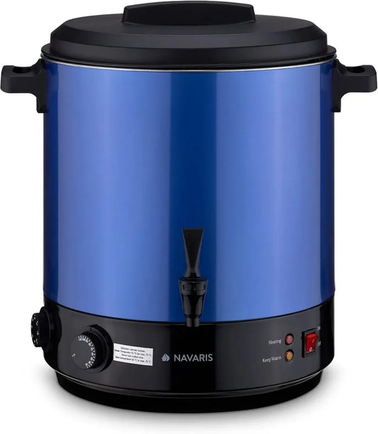 Stérilisateur Électrique Navaris 27L - Distributeur Inox avec Minuteur - Bleu Métallique