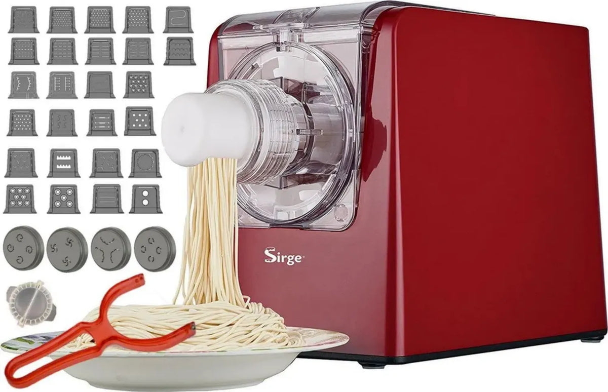 Machine à Pâtes Sirge 300W avec 30 Matrices - Capacité 900g - Double Extrusion - Accessoires Raviolis Offerts