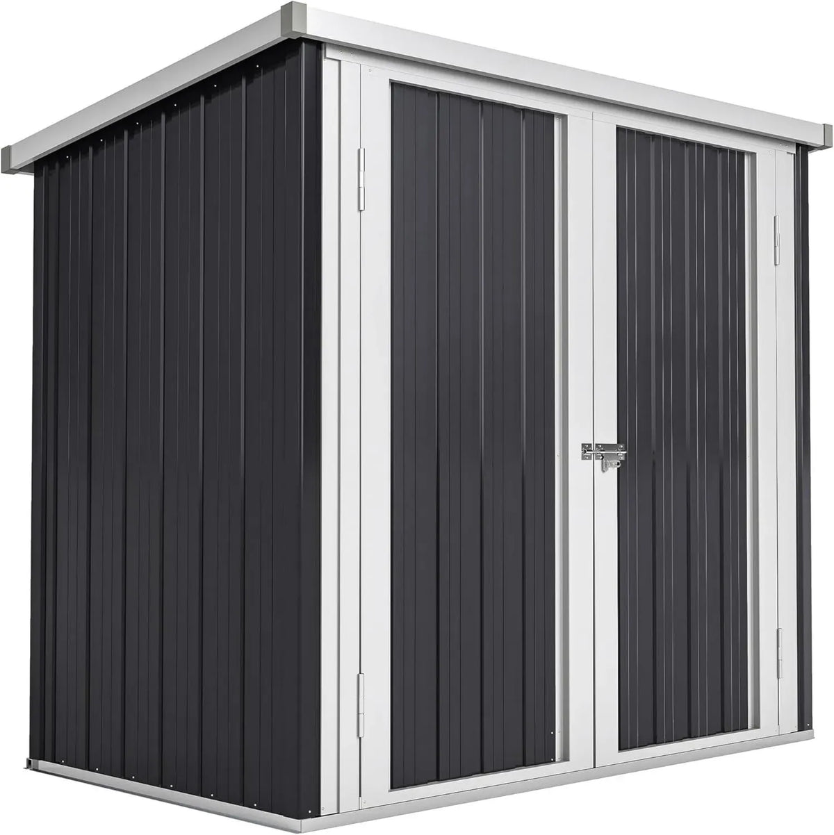 Outsunny Abri de Jardin Métallique 1,09 m² avec Portes Verrouillables - Noir et Blanc