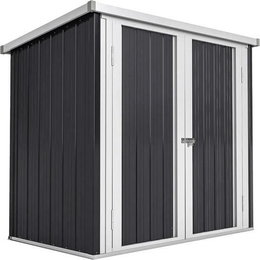 Outsunny Abri de Jardin Métallique 1,09 m² avec Portes Verrouillables - Noir et Blanc