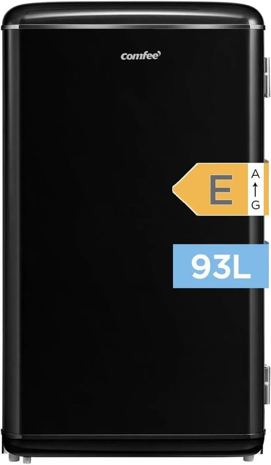 Comfee' Réfrigérateur Vintage 93L, Noir avec Éclairage LED et Thermostat Ajustable